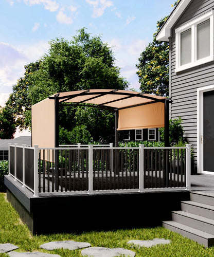 Studyset 10 x 10 Ft Outdoor Arched Pergola,Aluminum Pergola with Retractable Canopy,Arched Style Gazebos,Metal Pergola for Backyard,Lawn, Patios