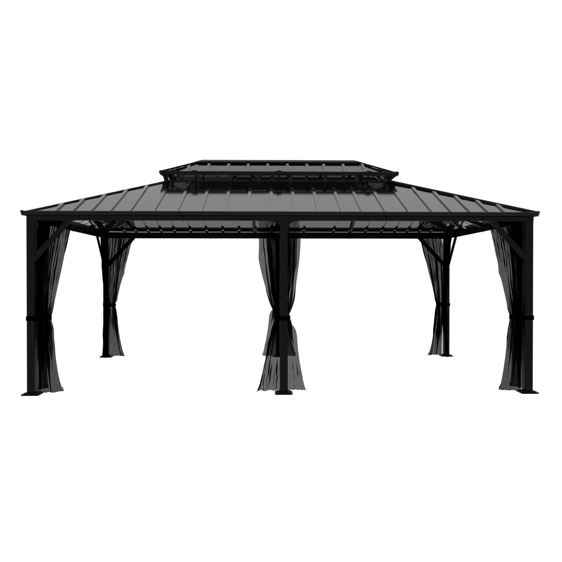 VEIKOUS 12' x 20' Outdoor Hardtop Gazebo, Double Roof Metal Gazebo for Patio, Garden, Lawn, Party