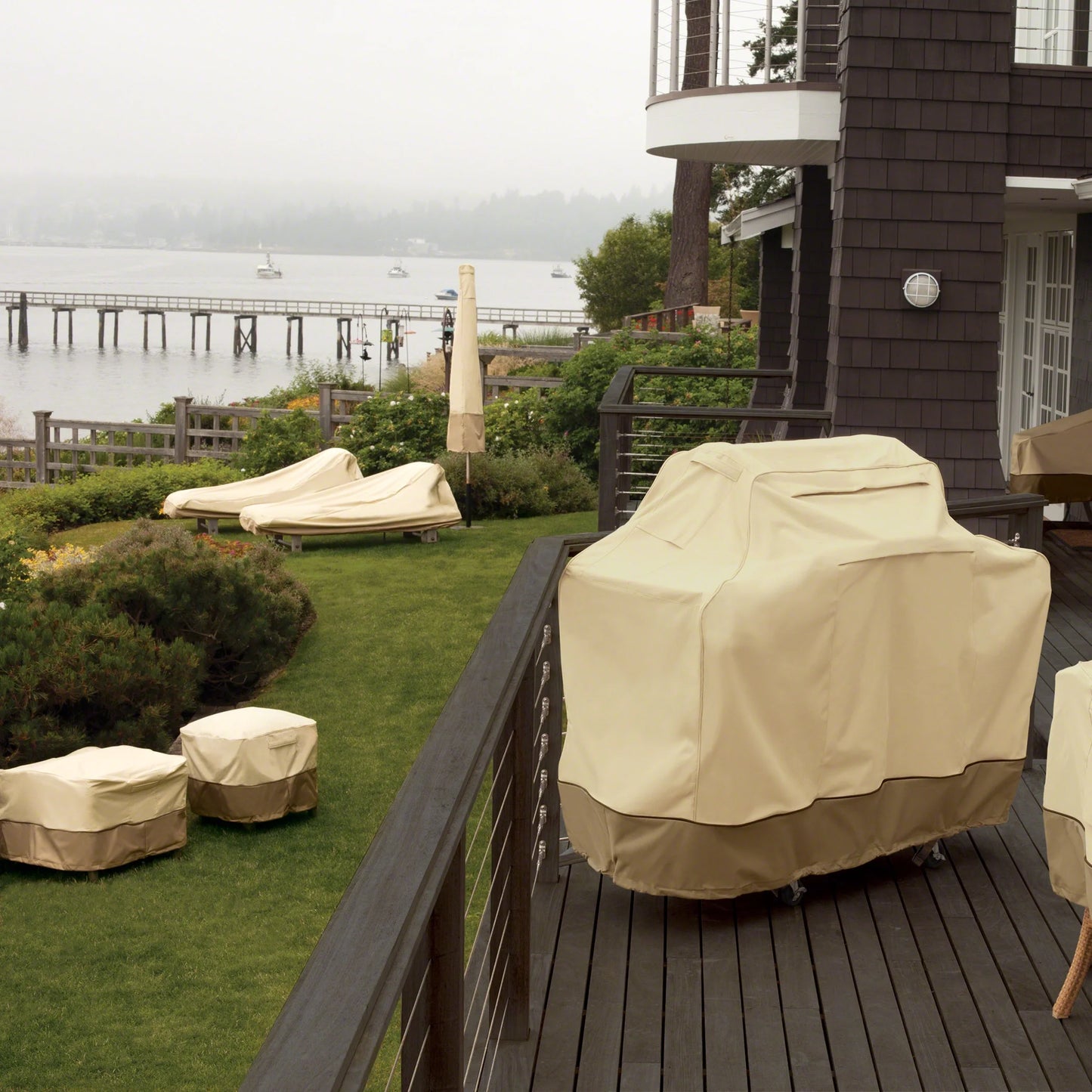 Classic Accessories Veranda Water-Resistant 100 Inch Patio V-Shaped Sectional Lounge Set Cover