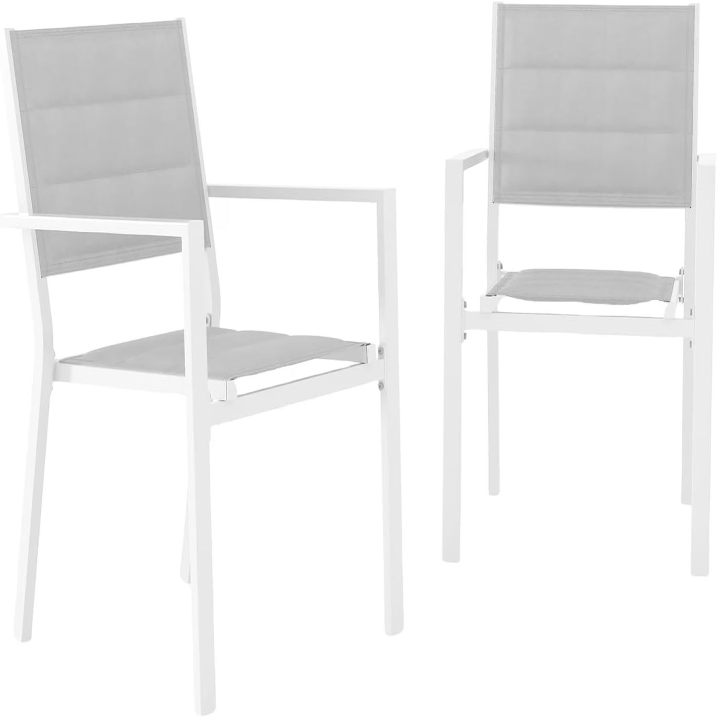 2 Piece Metal Patio Stackable Dining Chairs Set,Ventilated Material Stackable Outdoor Chairs Textilene Fabric Outdoor Aluminum Stacking Dining Chair Patio Dining Chairs