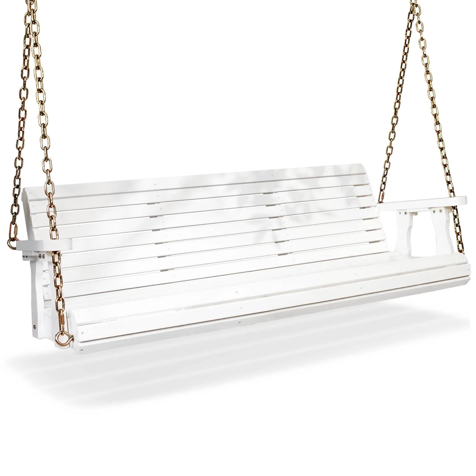 Zimtown Patio Wooden Porch Swing Swing Chair Bench Heavy Duty 880lbs with Hanging Chains for Outdoors,5 FT, White