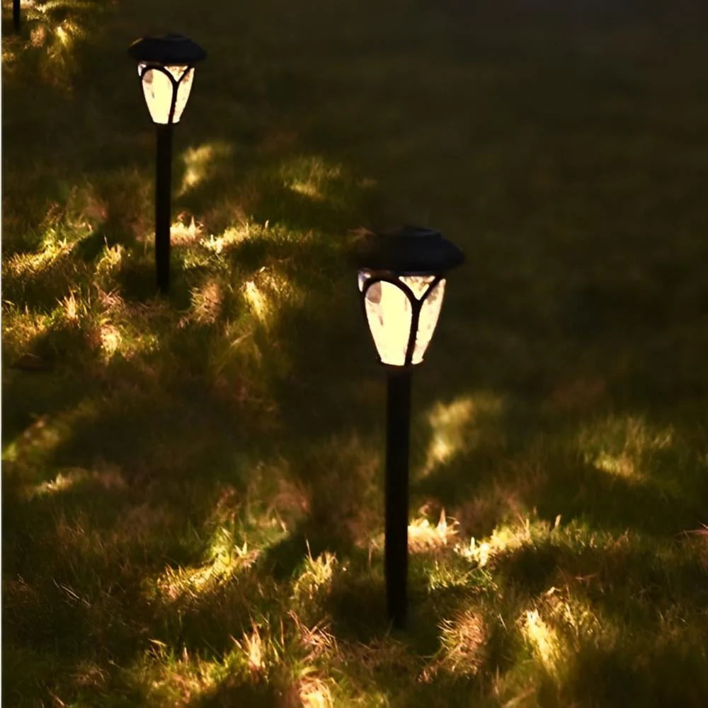 Maraawa 12 Packs Solar Pathway LED Lights 12 Hrs Landscape Waterproof Sun Powered Garden Lighting for Yard Patio Walkway Outdoor - Warm White