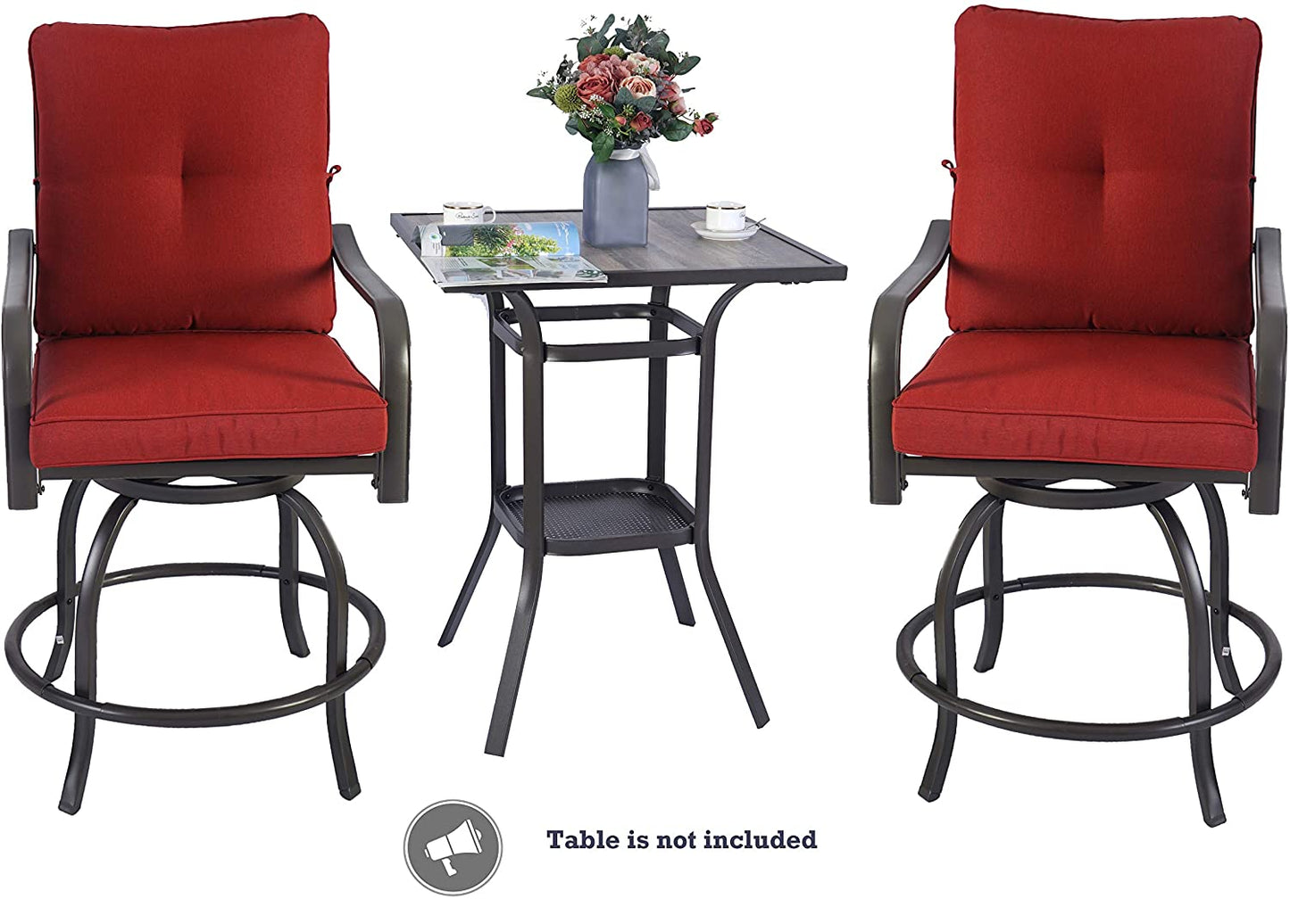 Kozyard Isabella High Swivel Bar Stools/Chair Set for Home Patio, Back Yard, Cafes, Bistro, Restaurants and Chic Bars (Aqua)