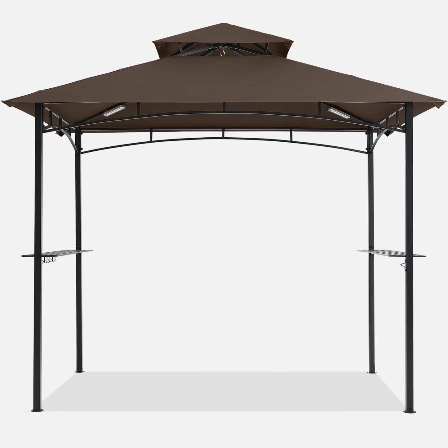 MASTERCANOPY 8' x 5' Grill Gazebo Outdoor BBQ Gazebo Canopy with LED Lights for Patio, Brown