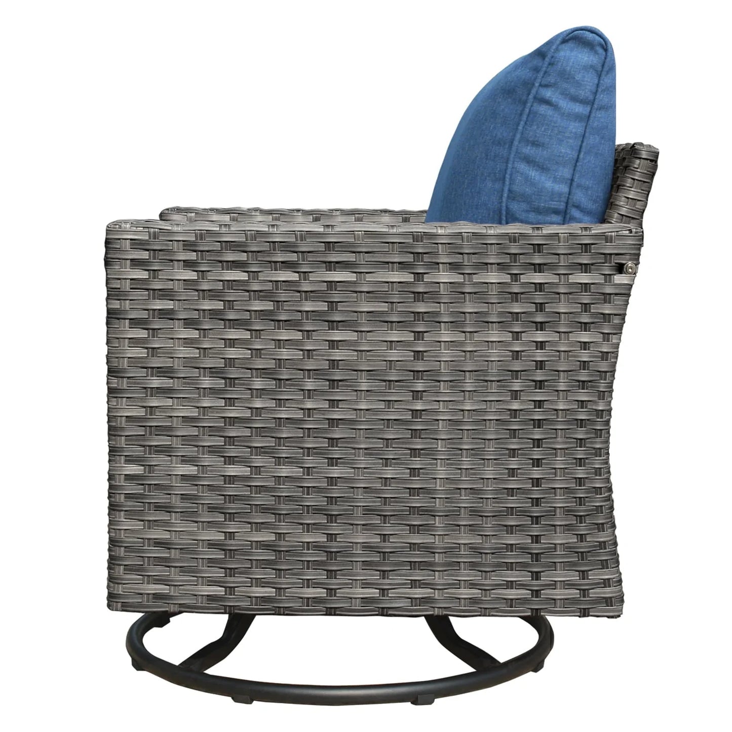 Ovios 3 Pieces Outdoor Furniture with 360° Swivel Rocker Chair Wicker Patio Bistro Set with Side Table