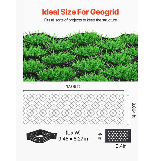 KFFKFF Gravel Grid, 4 Inch Depth, 17.06 x 8.86 FT/5200 x 2700 mm, Supports 1880 LBS Per Sq ft, Permeable Ground Stabilizer for Garden, Patio, Walkway, RV Parking Slopes