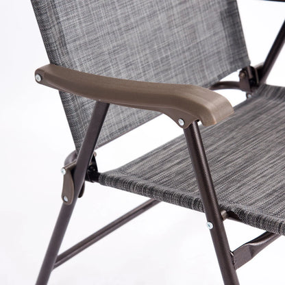 Costway Set of 2 Patio Folding Sling Back Chairs Camping Deck Garden Beach Gray