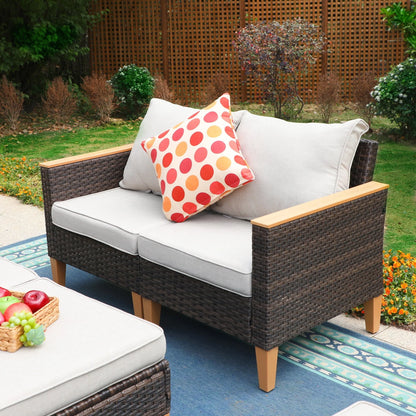 Sophia & William 9 Piece Outdoor Wicker Patio Conversation Sofa Set Outdoor Sectionals