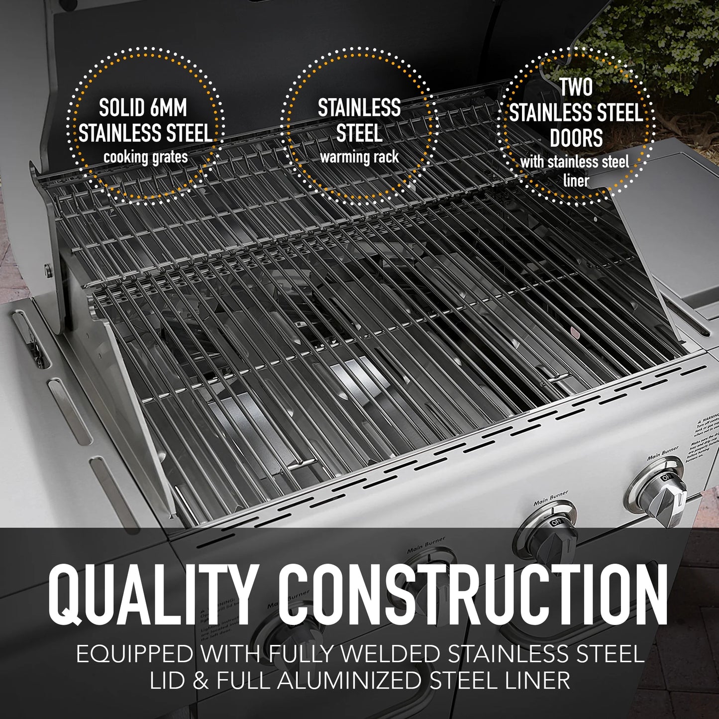 Kenmore PG-40405S0L-SE 4 Burner Outdoor Patio Propane Gas BBQ Grill with Searing Side Burner, Stainless Steel
