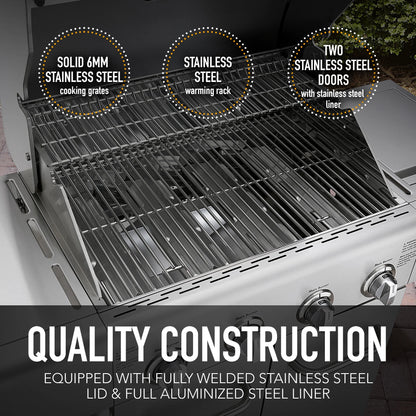 Kenmore PG-40405S0L-SE 4 Burner Outdoor Patio Propane Gas BBQ Grill with Searing Side Burner, Stainless Steel