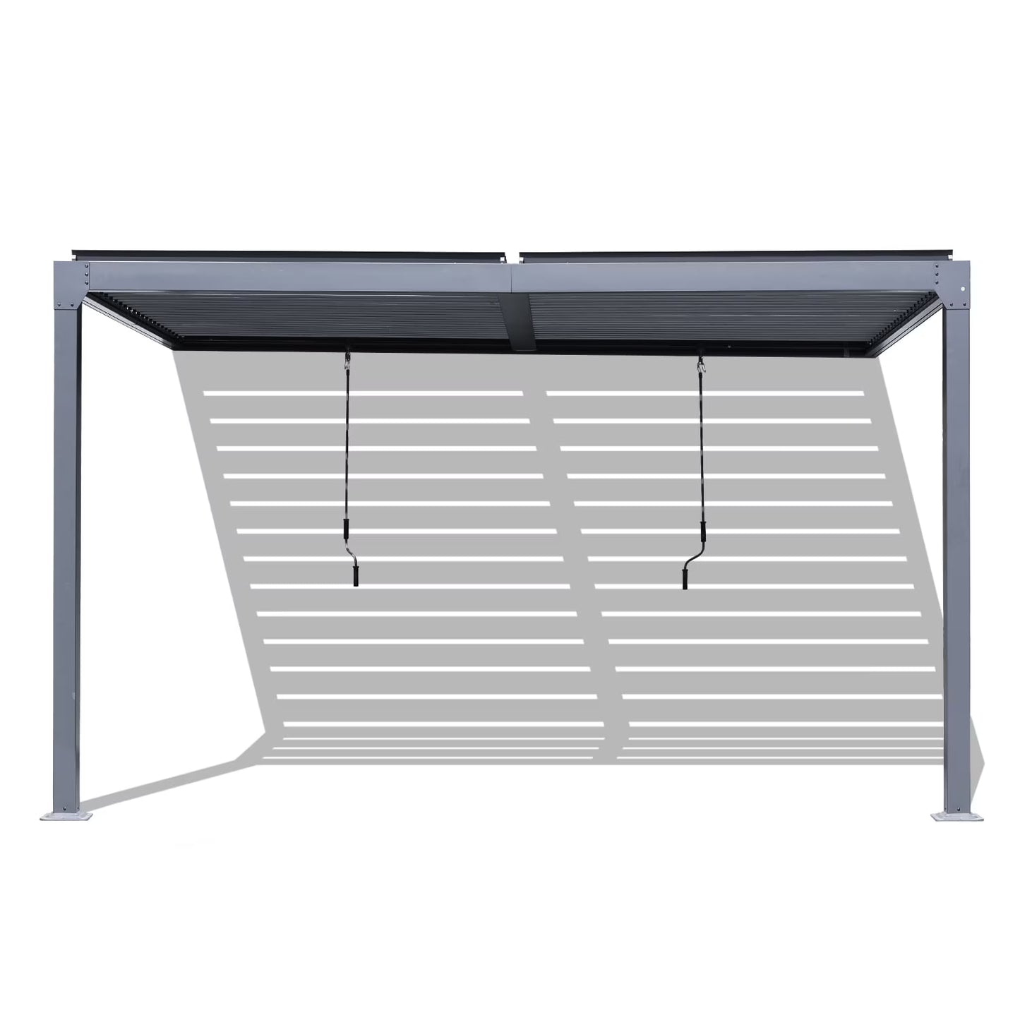 Aoodor 10 Ft. W x 13 Ft. D Outdoor Patio Top Louvered Pergola Adjustable Louvered Sloping Roof Wall-Mounted Pergola for Garden, Backyard
