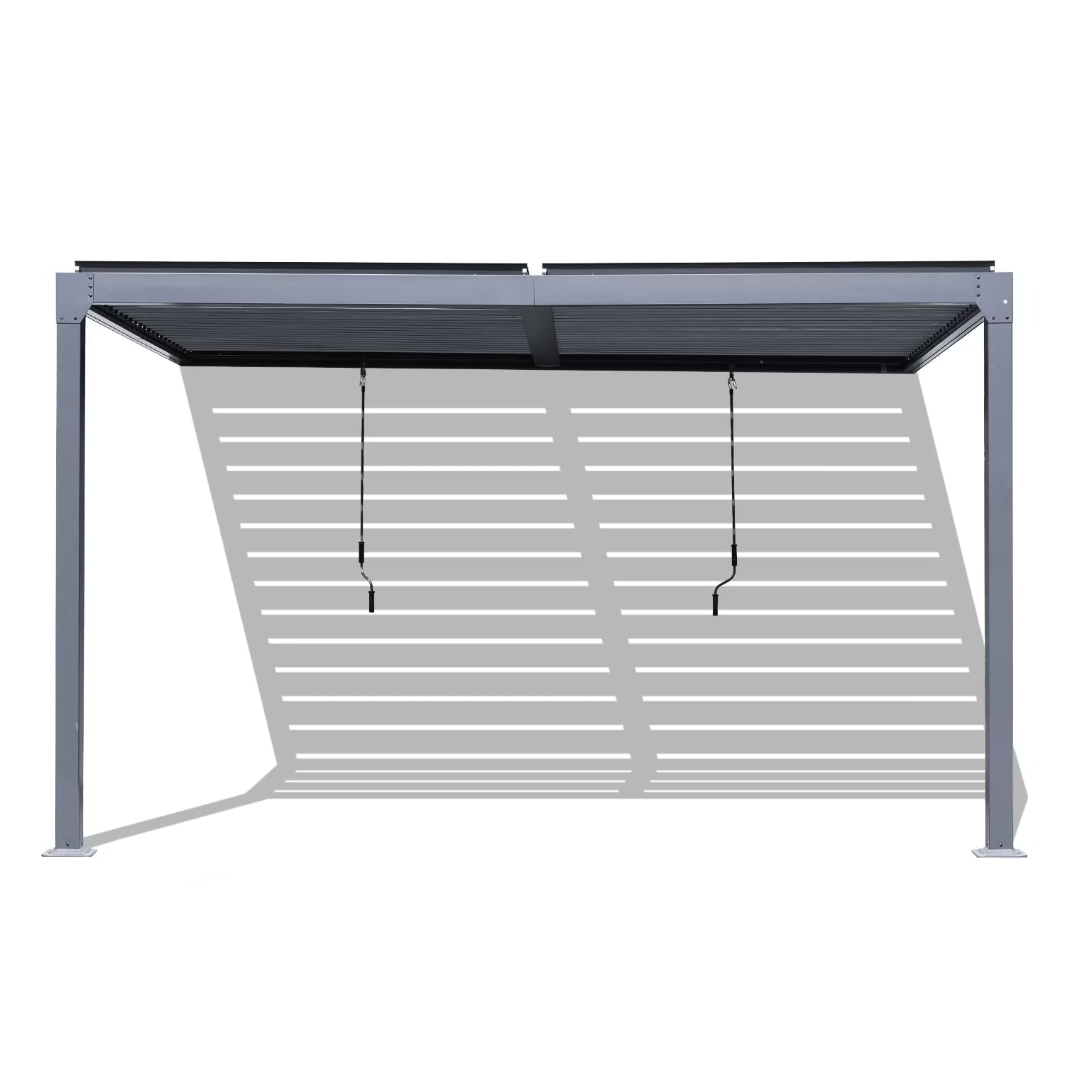 Aoodor 10 Ft. W x 13 Ft. D Outdoor Patio Top Louvered Pergola Adjustable Louvered Sloping Roof Wall-Mounted Pergola for Garden, Backyard