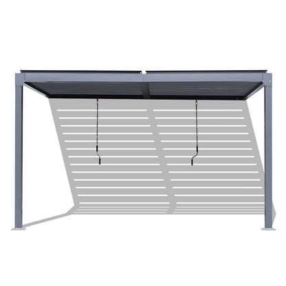 Aoodor 10 Ft. W x 13 Ft. D Outdoor Patio Top Louvered Pergola Adjustable Louvered Sloping Roof Wall-Mounted Pergola for Garden, Backyard