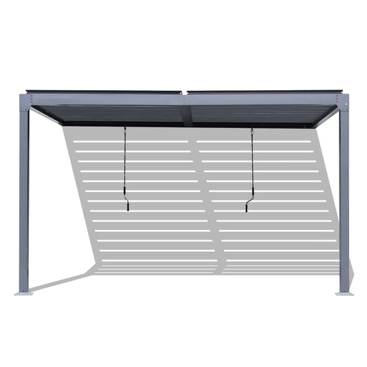 Aoodor 10 Ft. W x 13 Ft. D Outdoor Patio Top Louvered Pergola Adjustable Louvered Sloping Roof Wall-Mounted Pergola for Garden, Backyard