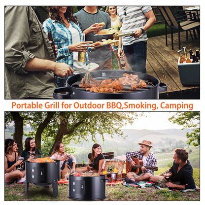 Metal Outdoor Cooking Grill BBQ Charcoal Grill With Lid Smoker Grill for Backyard Patio Camping Picnics