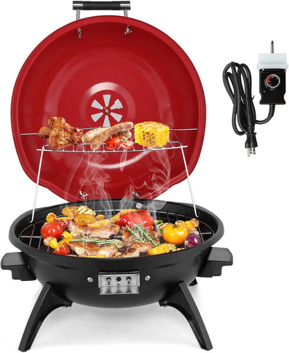 NALYL Indoor/Outdoor Electric Grill, 1600W Portable Removable Stand Grill with Double Layer Design for Countertops, BBQ, Patio & Backyard (Black)