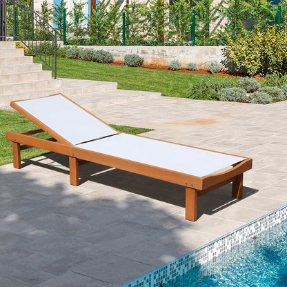 Gymax 2PCS Patio Wooden Chaise Lounge Chair Recliner w/Adjustable Backrest