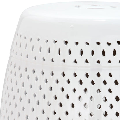 Safavieh Diamond Drum Indoor/Outdoor Garden Patio Stool, White