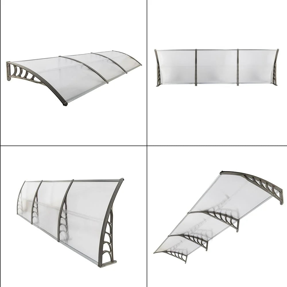 Zimtown 40"x120" Patio Front Door Patio Cover Awning Transparent Board & Gray Holder