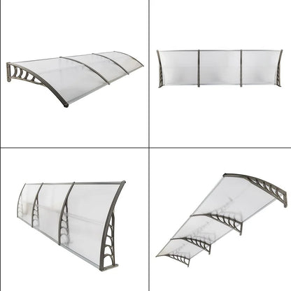Zimtown 40"x120" Patio Front Door Patio Cover Awning Transparent Board & Gray Holder