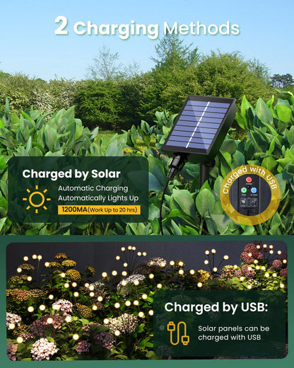 Ambicasa Solar Garden Lights, 8 LED Waterproof Solar Garden Decorative Lights, 8 Scene Modes & 3 Timer for Patio Pathway Yard Walkway, Warm White (4 Pack)