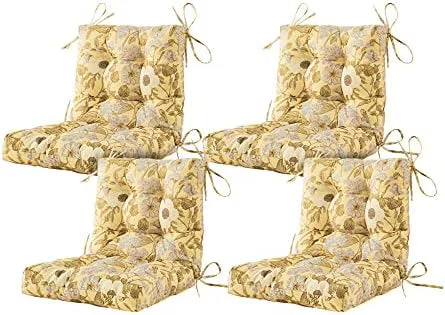 Seat/Back Outdoor Chair Cushion,Set of 4 Patio Chair Cushion with Tie,Tufted Replacement for Patio Furniture,40x20x4 Inches,4 Count,Floral