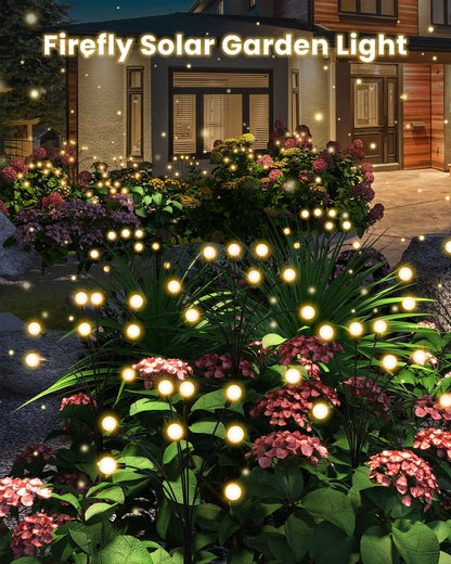 Ambicasa Solar Garden Lights, 8 LED Waterproof Solar Garden Decorative Lights, 8 Scene Modes & 3 Timer for Patio Pathway Yard Walkway, Warm White (4 Pack)