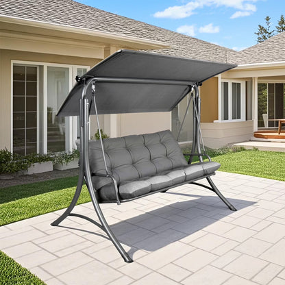 Made in Italy SUNJOY Outdoor Porch Swing, 2 Seat Patio Metal Swing with Adjustable Canopy