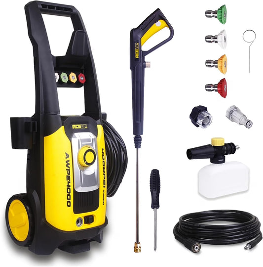 Aceup Energy 4000 PSI 2.6GPM Portable Electric Pressure Washer for Cars Fences Patios Driveways, Lightweight