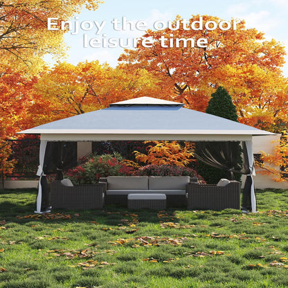 Ataucjin 13x13 Gazebo, Outdoor Canopy Tent with Mosquito Net, Height Adjustable Canopy Gazebo, Large Shade Tent for Camping, Lawn, Backyard, Garden, Patio