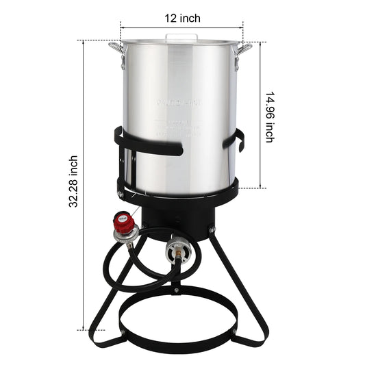 OverPatio 30qt Turkey Fryer Pot Boiler,Outdoor Aluminum Turkey Fryer with Injector Thermometer