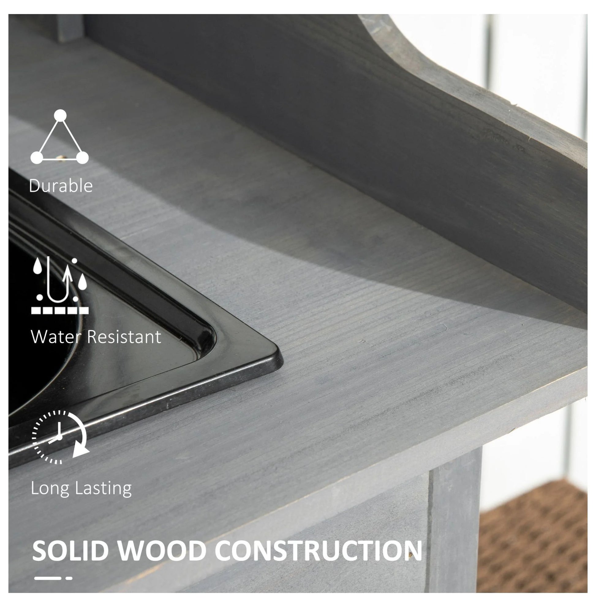 Outdoor Potting Bench with Sink - Garden Work Table with Storage, Gray - Greenhouse Patio Plant Station