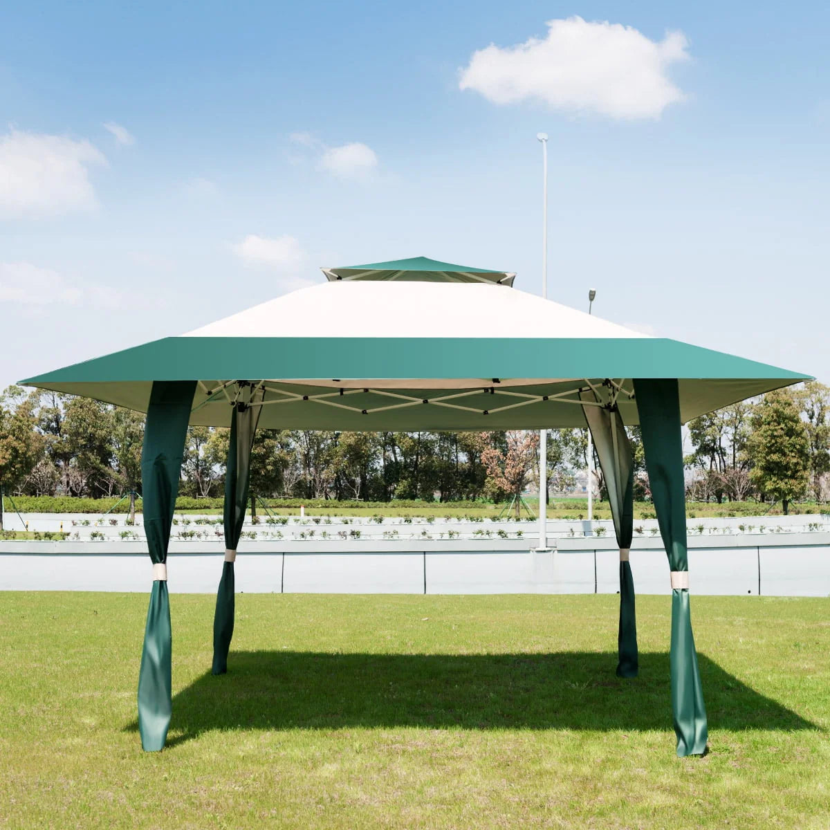 Topbuy 13'x13'Folding Gazebo Canopy Patio Outdoor Tent Party Shade Shelter Green