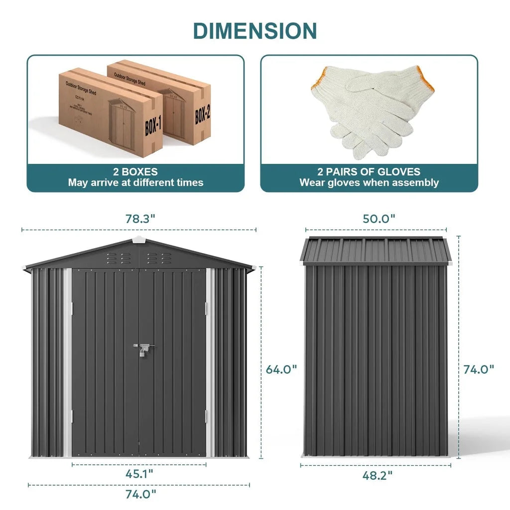 6' x 4' Outdoor Storage Shed on Sale, Aiho Shed & Outdoor Storage Clearance, Metal Storage Shed for Outside, Backyard, Garden & Patio - Dark Gray