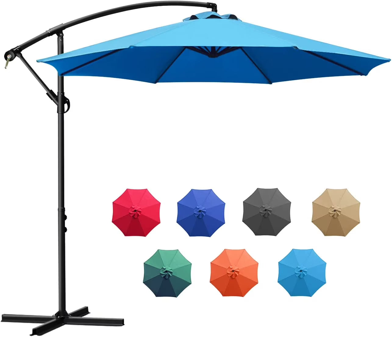 Sunnyglade 10Ft Outdoor Adjustable Offset Cantilever Hanging Patio Umbrella (Blue)