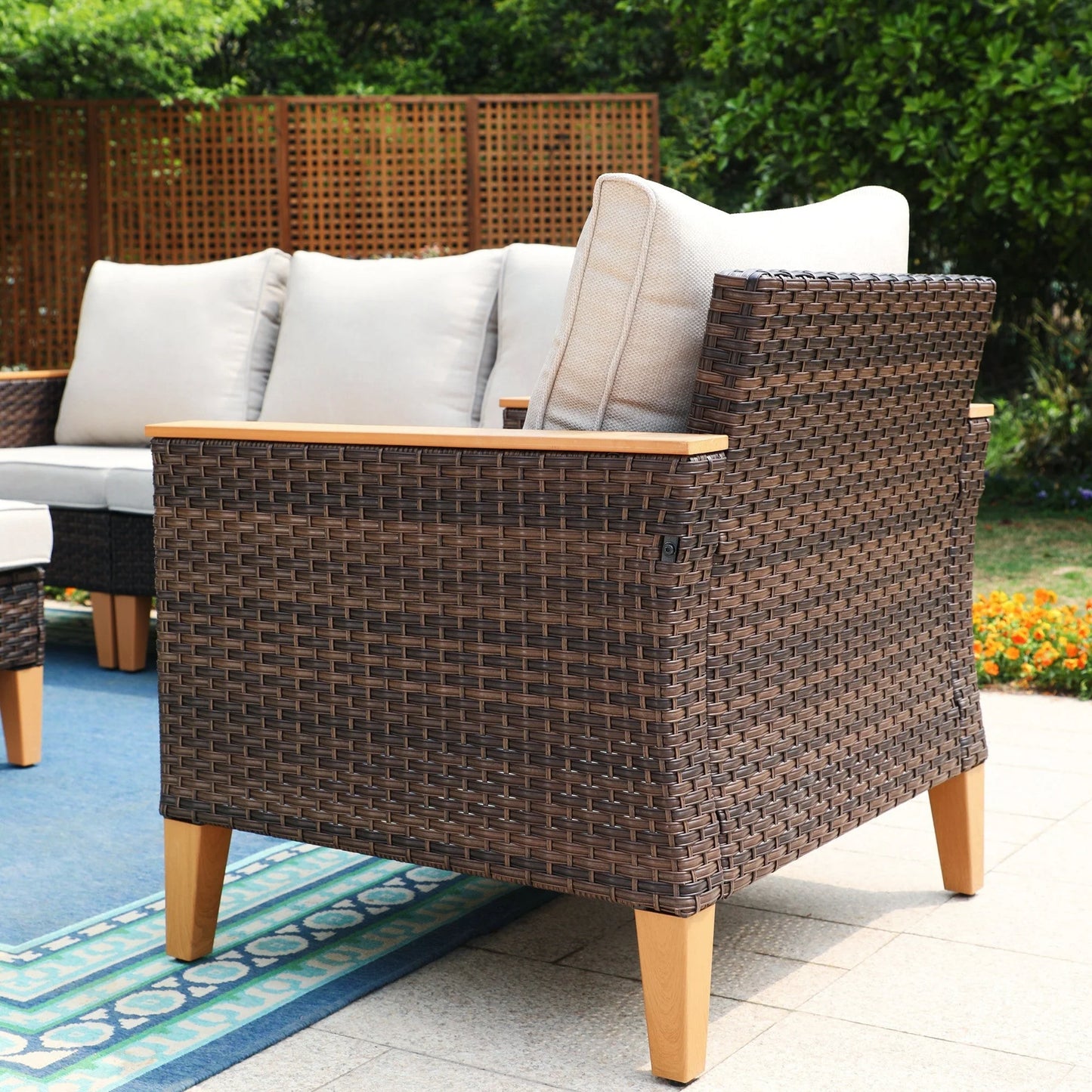 Sophia & William 9 Piece Outdoor Wicker Patio Conversation Sofa Set Outdoor Sectionals