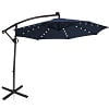 Costway 10' Hanging Solar LED Umbrella Patio Sun Shade Offset Market W/Base Tan