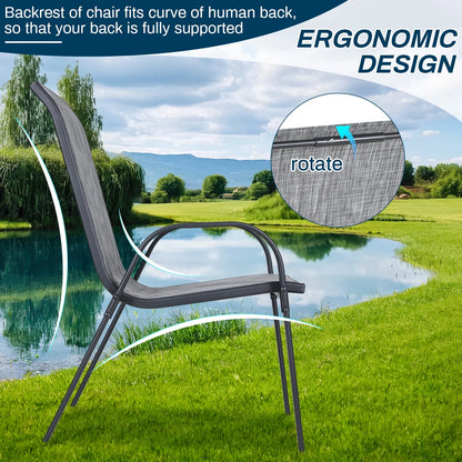 Pirecart Set of 4 Patio Dining Chairs, Textilene Outdoor Stacking Chairs for Poolside, Backyard, Garden