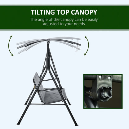 Patio Seating 3-Person Porch Swing with Stand, Outdoor Swing for Patio Porch with Adjustable Tilt Canopy and Comfortable Swing Bench-Style Seat, Steel Frame, Gray,Outdoor Seating