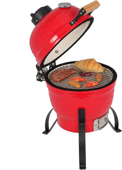 VINGLI 13" Kamado Charcoal Grill Portable Barbecue Grill BBQ Kettle Stand Lid Perfect for Outdoor Camping Patio Backyard Picnic
