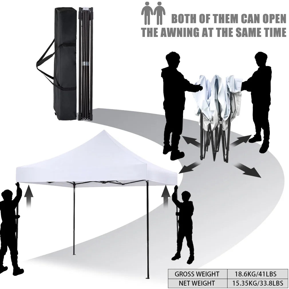 CL.HPAHKL 10' x 10' Outdoor Pop Up Canopy Tent with Wheeled Bag, Outdoor Shade Tent for Party One Push Patio Tent Canopy Instant Slant Leg Conopy for Backyard Outdoor Patio and Lawn