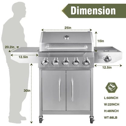 Bestfire 20" Tabletop Gas Grill 2 Burners, 20,000 BTUs Stainless Steel Portable Propane Grill with Legs for Outdoor Patio Backyard Camping, Tailgating, and RV Trips