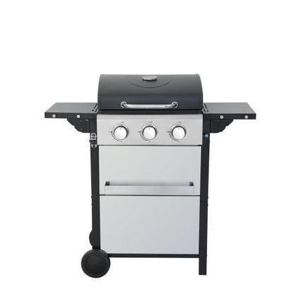 Yiweny 3 Burner BBQ Propane Gas Grill, Stainless Steel 25650 BTU Patio Garden Barbecue Grill with Bottle Opener, Two Foldable Side Shelves & Thermometer, Perfect for Camping, Outdoor Cooking.