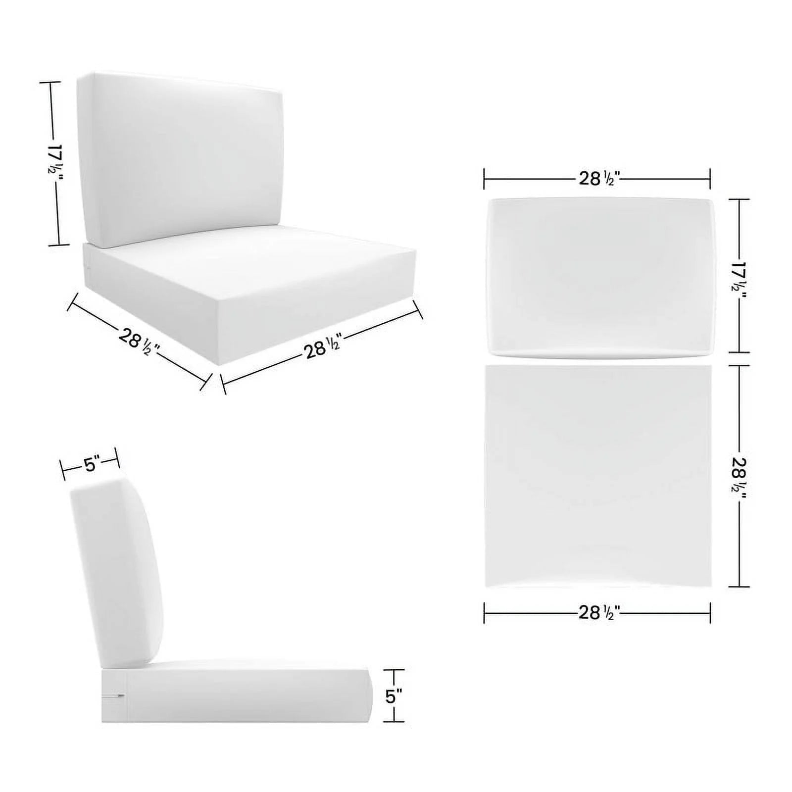 Covers& All Outdoor Sunbrella Deep Seat Cushion Set, Water, UV & Fade Resistant Patio Chair Cushions, High-Density 5" Thick Seat & Back Cushions for Outdoor Furniture