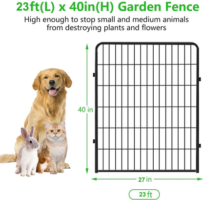 Jhsomdr Decorative Garden Fence 10 Panels Animal Barrier Fence 40" Height Metal No Dig Fence for Yard Patio