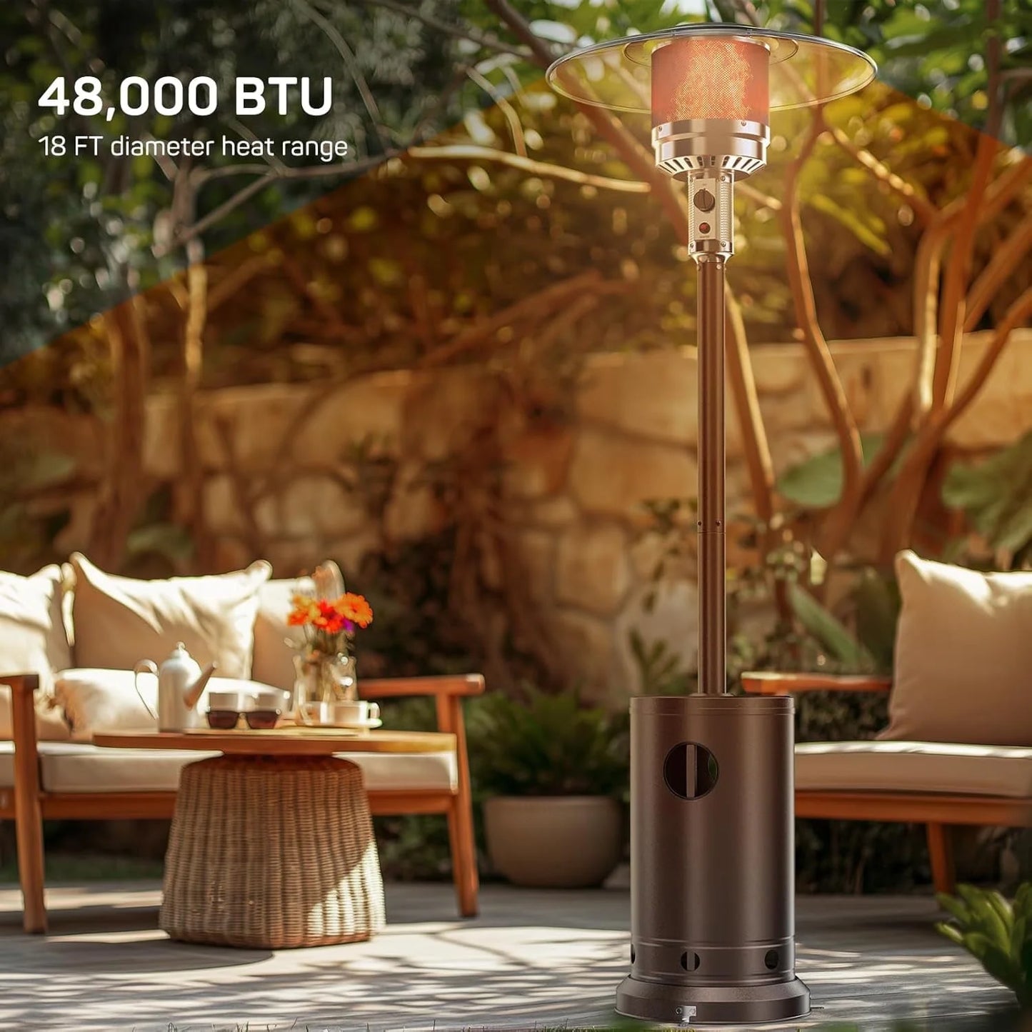 Simenmax Propane Heater, 48,000 BTU Outdoor Heaters for Patio for Backyard, Deck, Garden, Porch