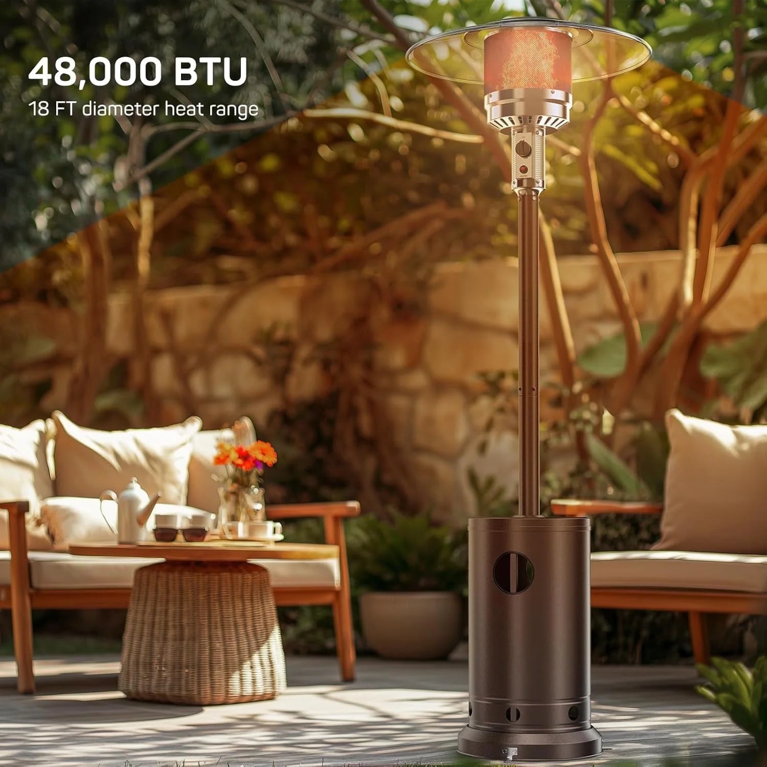 Simenmax Propane Heater, 48,000 BTU Outdoor Heaters for Patio for Backyard, Deck, Garden, Porch