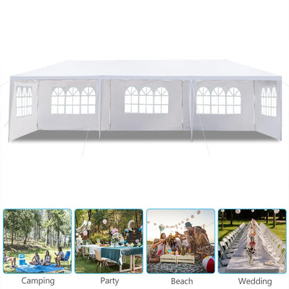10'x30' Canopy Tent, Canopy Party Tent with 5 Removable Sidewalls,Waterproof Gazebo Tent for Patio/Outdoor/Wedding Parties and Events, White