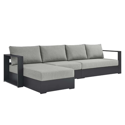 Modular Lounge Sectional Sofa Set, Grey Gray, Aluminum Metal, Outdoor Patio Balcony Cafe Bistro Garden Hospitality Restaurant, Modern Contemporary HB36639