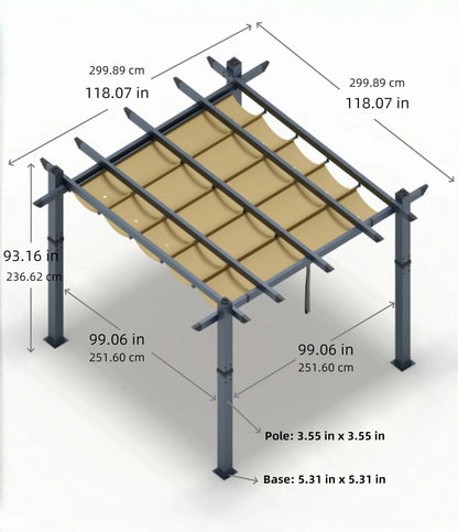 Huisuilinss Retractable Pergola,Aluminum Pergola,Outdoor Pergola,Metal Patio Pergola With Adjustable Canopy,Reinforced Frame Sun Shade Shelter For Backyard Porch Lawn Deck Garden